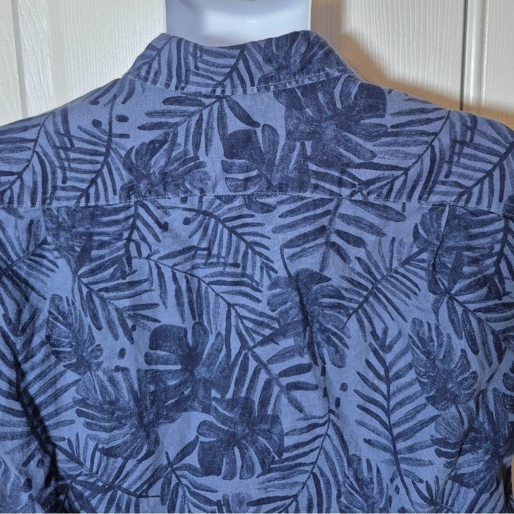 Gap Hawaiian blue linen short sleeve button shirt monsterra‎ leaf mens small - Picture 8 of 15